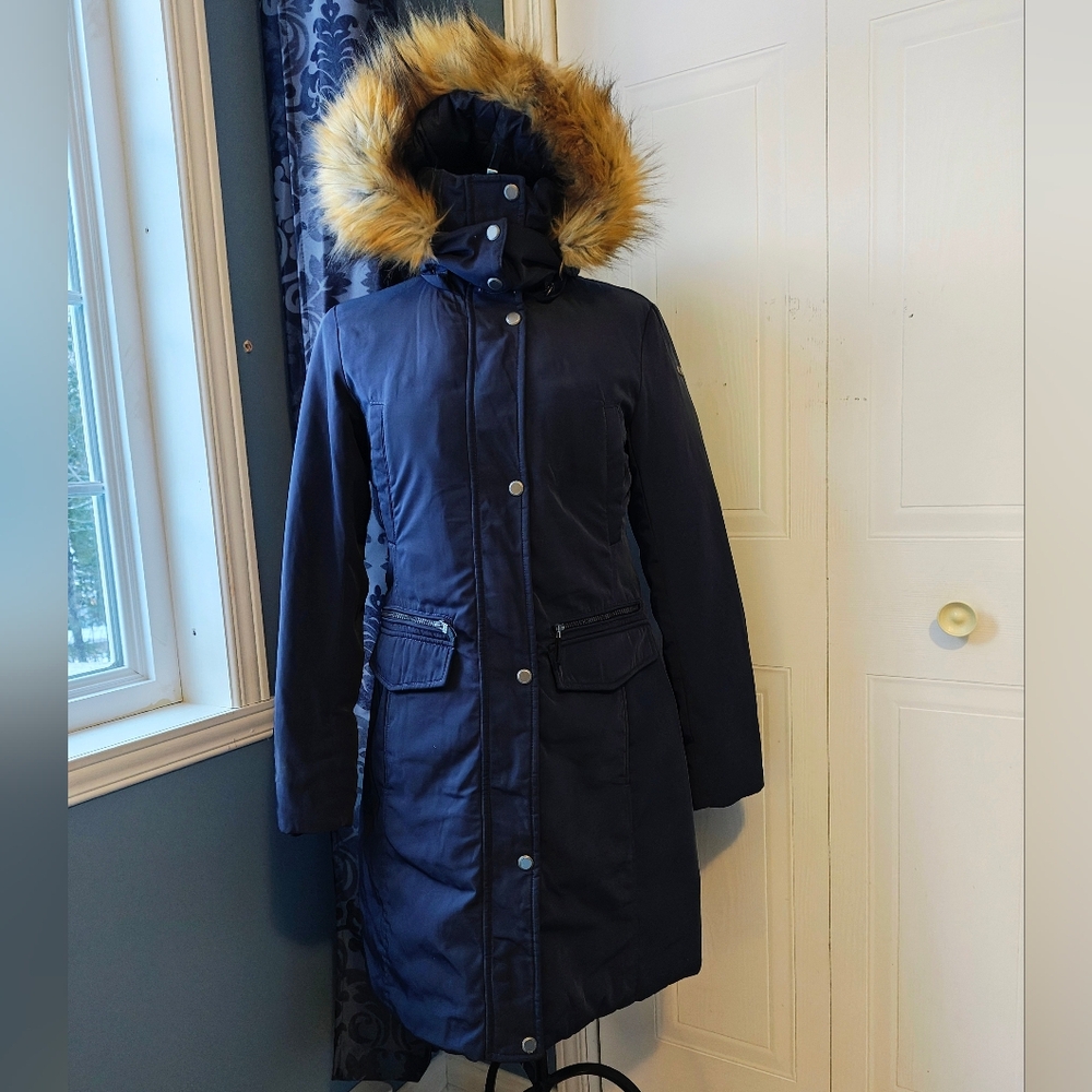 Marc New York Navy Down Parka with Faux Fur